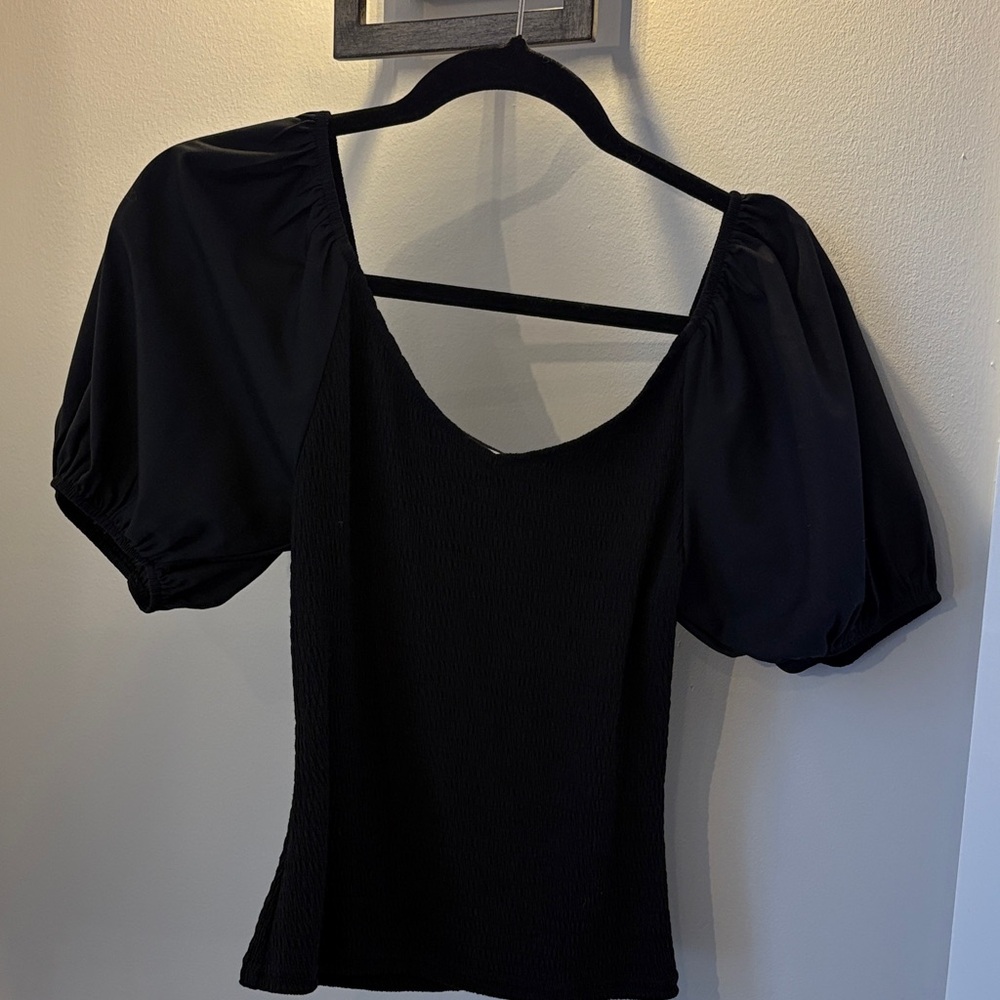 Elegant Black Puff Sleeve Top